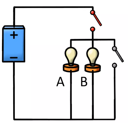 Delta BMAR Tes - If the red switch is closed, which bulb would light up? (If both, mark C.)